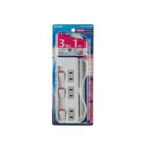 朝日電器 エルパ ELPA エルパ WLS-U31EB W ランプレス スイッチ付タップ 3個口 1m ELPA 朝日電器