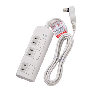 朝日電器 エルパ ELPA エルパ WBS-LS302F W 耐雷フラットスイッチ付タップ 3P 2m ELPA 朝日電器