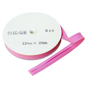 渡辺布帛工業 アサヒ アサヒ バイアステープ テトロンバイアス 両折 12mm巾×20m巻 ローズピンク Col.542  FTB12-542-20