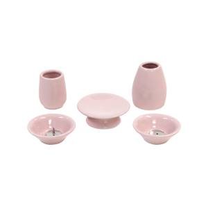 東京ローソク おもいでのあかし ペット 仏具 仏具 大 7点セット 陶器ピンク PMA00086