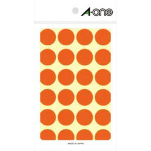 エーワン Aone エーワン 7045 カラーラベル 丸型 20mmΦ 橙