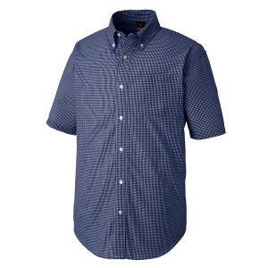 アイトス アイトス 7825-008-L 半袖ギンガムチェックボタンダウンシャツ 男女兼用 ネイビー Lサイズ