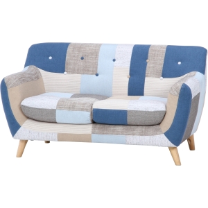 不二貿易 不二貿易 パッチワークソファ ラビスタ 2p ブルー 8125G メーカー直送 代引不可 北海道沖縄離島不可