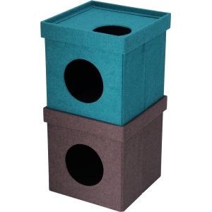 不二貿易 不二貿易 ペットハウスキューブ2段 BL BR ブルー/ブラウン メーカー直送 代引不可 北海道沖縄離島不可