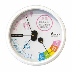 シンワ測定 SHINWA シンワ測定 70507 温湿度計 F-3M 熱中症注意 丸型 10cm ホワイト