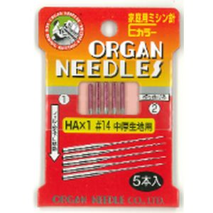 オルガン針 オルガン針 家庭用 ミシン針 中厚生地用 Eカラー #14 5本入 HA×1