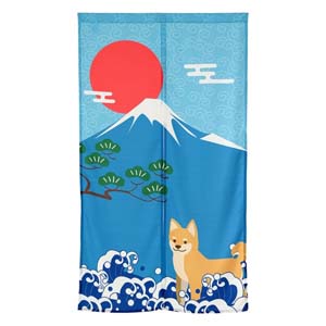 ナルミ ナルミ 14-641 のれん しばいぬと富士 幅約85cm×丈約150cm