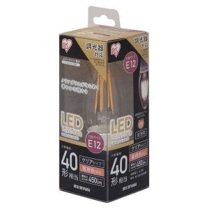アイリスオーヤマ IRIS LEDフィラメント電球 E12タイプ40形相当 電球色 調光 クリアタイプ LDC4L-G-E12/D-FC