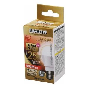 アイリスオーヤマ IRIS LED電球 E17 全方向 調光 25形相当 電球色 LDA3L-G-E17/W/D-2V1