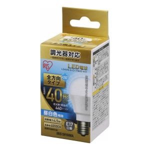 アイリスオーヤマ IRIS LED電球 E17 全方向 調光 40形相当 昼白色 LDA5N-G-E17/W/D-4V1