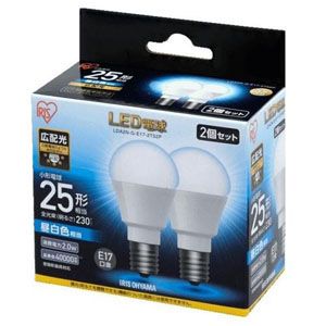 アイリスオーヤマ IRIS アイリスオーヤマ LDA2N-G-E17-2T52P LED電球 E17 広配光 25形相当 昼白色 2個セット