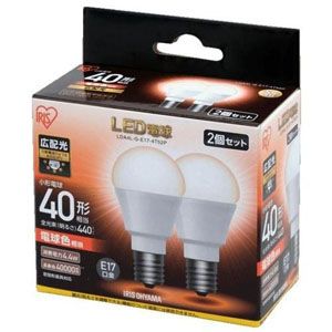 アイリスオーヤマ IRIS アイリスオーヤマ LDA4L-G-E17-4T52P LED電球 E17 広配光 40形相当 電球色 2個セット
