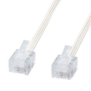 サンワサプライ SANWA SUPPLY やわらかスリムケーブル (白) TEL-S2-1N2