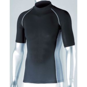 おたふく手袋 メール便1個対象 おたふく JW-624 冷感 消臭 パワーストレッチ 半袖 ハイネック 黒 Mサイズ