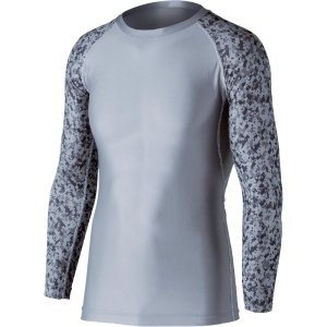 おたふく手袋 メール便1個対象 おたふく JW-623 冷感 消臭 パワーストレッチ 長袖 クルーネックシャツ グレー×迷彩 3Lサイズ