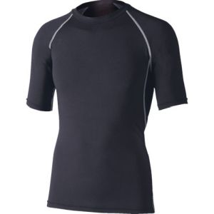 おたふく手袋 メール便1個対象 おたふく JW-628 冷感 消臭 パワーストレッチ 半袖 クルーネックシャツ ブラック LLサイズ