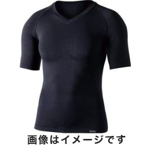 おたふく手袋 メール便1個対象 おたふく手袋 JW-591 BTデュアルクロス ショートスリーブ Vネックシャツ ブラック L-LLサイズサイズ