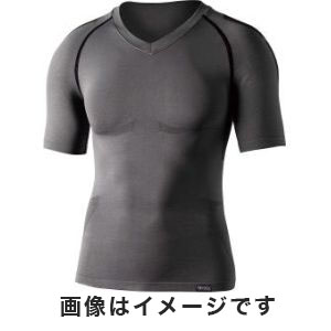 おたふく手袋 メール便1個対象 おたふく手袋 JW-591 BTデュアルクロス ショートスリーブ Vネックシャツ グレー×ブラック L-LLサイズ