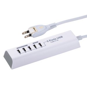 オーム電機 OHM オーム電機 SMP-U55D3-W モバイル充電タップ USB5個口 1.5m 00-1260