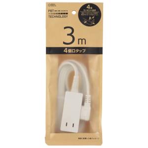 オーム電機 OHM オーム電機 HS-T43-PBT22 4口 3m スリムタップ EDLP22