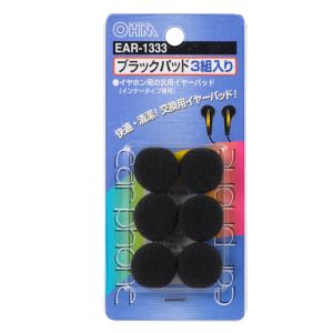 オーム電機 OHM オーム電機 EAR-1333 イヤーパッド ブラック 6個3組 01-1333