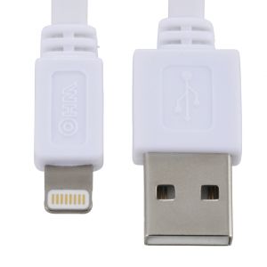 オーム電機 OHM オーム電機 AudioComm ライトニングケーブル フラットタイプ 1.8m 01-7041 IP-C18FH-W