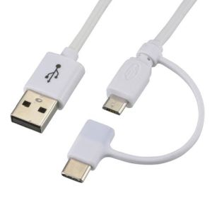 オーム電機 OHM オーム電機 microUSBケーブル TypeCコネクター付 2m SMT-L20CMA-W 01-7091