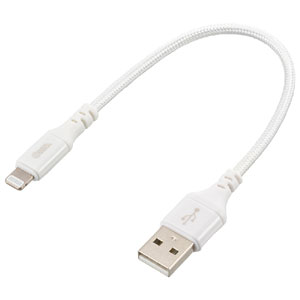 オーム電機 OHM オーム電機 断線に強い ライトニングケーブル USB TypeA Lightning 0.15m 白