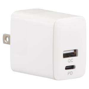 オーム電機 OHM オーム電機 MAV-AQP20W-W AC充電器 PD対応Type-C+QC対応Type-A