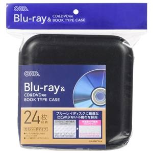 オーム電機 OHM オーム電機 OA-RBRC24-K Blu-ray&CD&DVD対応ブックタイプケース セミハードタイプ 24枚収納 ブラック