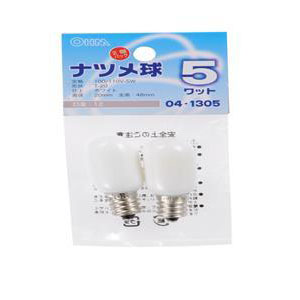 オーム電機 OHM オーム電機 LB-T0205-W/2P ナツメ球 E12/5W ホワイト 2個パック 04-1305