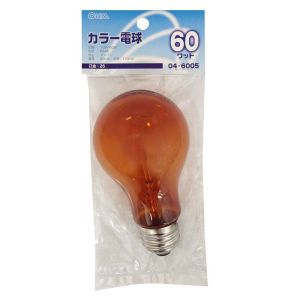 オーム電機 OHM オーム電機 白熱カラー電球 E26 60W アンバー 04-6005 LB-PS6660-AN