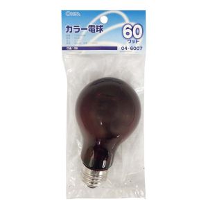 オーム電機 OHM オーム電機 白熱カラー電球 E26 60W レッド 04-6007 LB-PS6660-CR