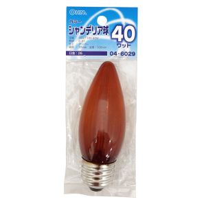 オーム電機 OHM オーム電機 カラーシャンデリア球 40W E26 アンバー 04-6029 LB-C7640-AN