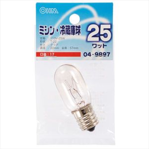 オーム電機 OHM オーム電機 ミシン・冷蔵庫球 T22型 E17/25W クリア 04-9897 LB-T2725-C