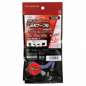 オーム電機 OHM オーム電機 LANケーブル カテゴリー6フラット 3m 05-1065 PC-N1065