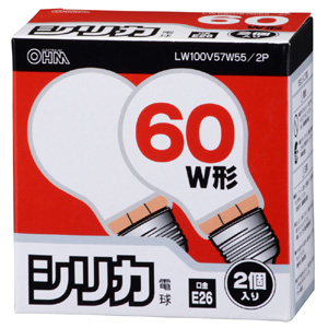 オーム電機 OHM オーム電機 LW100V57W55/2P 白熱電球 E26 60W ホワイト 2個入 06-1762