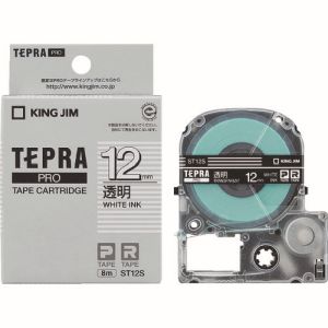 キングジム KING JIM キングジム ST12S テプラ PROテープ 透明ラベル 白文字 12mm
