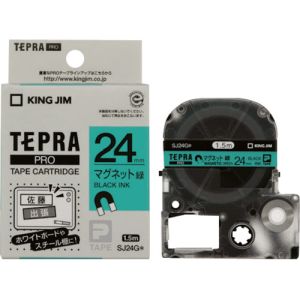 キングジム KING JIM キングジム SJ24G テプラPRO テープカートリッジテープ マグネット緑/黒文字