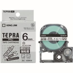 キングジム KING JIM キングジム SS6KW テプラ PROテープ 強粘着タイプ白 黒文字