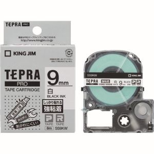 キングジム KING JIM キングジム SS9KW テプラ PROテープ 強粘着タイプ白 黒文字
