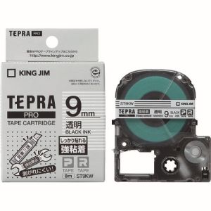 キングジム KING JIM キングジム ST9KW テプラ PROテープ 強粘着タイプ透明 黒字