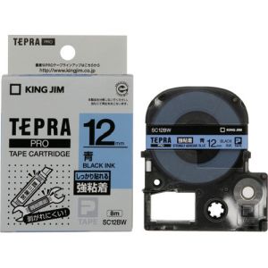 キングジム KING JIM キングジム SC12BW テプラ PROテープ 強粘着タイプ青 黒文字
