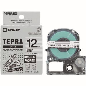キングジム KING JIM キングジム ST12KW テプラPRO テープカートリッジテープ 強粘着タイプ透明/黒字