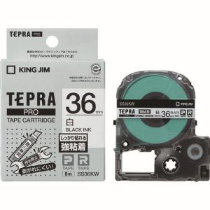 キングジム KING JIM キングジム SS36KW テプラ PROテープ 強粘着タイプ白 黒文字