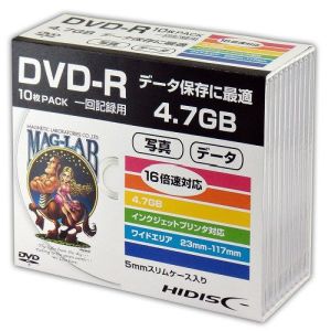 ハイディスク HI DISC DVD-R データ用5mm スリムケース 10P HDDR47JNP10SC