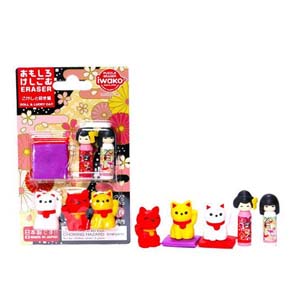 イワコー イワコー おもしろ消しゴム こけしと招き猫